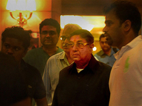 Beleaguered BCCI President N Srinivasan today knocked the doors of the Supreme Court for reconsidering its interim order keeping him away from the affairs of the Board and sought its permission to resume his office, the tenure of which is till September this year. / PTI file photo