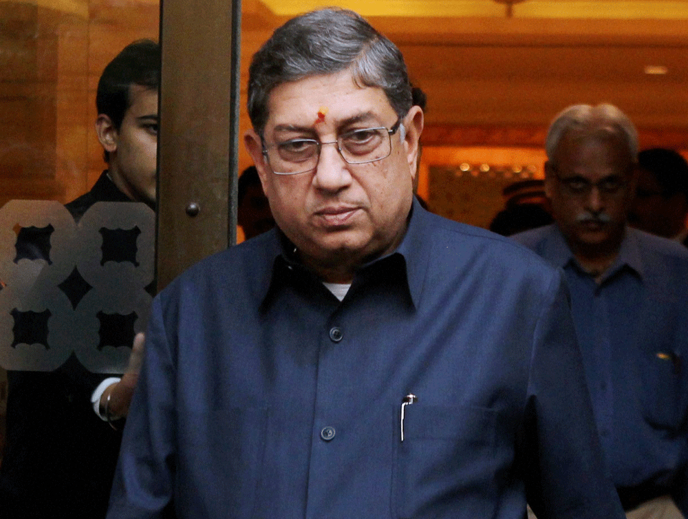 Former BCCI President N. Srinivasan, who is caught amidst IPL betting and spot fixing controversies, wants to return as BCCI president, according to NDTV.PTI file photo