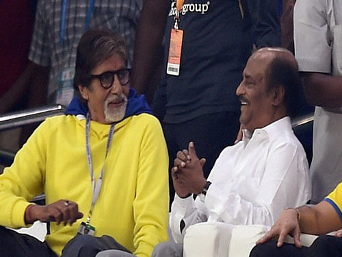 Amitabh Bachchan thanked superstar Rajinikanth for cheering for the megastar's son Abhishek Bachchan's Indian Super League (ISL) team Chennaiyin FC.PTI Photo