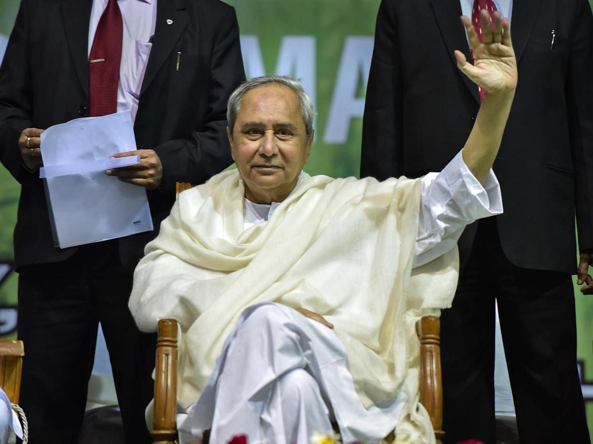 New Delhi: Odisha Chief Minister Naveen Patnaik during a sit-in dharna, demanding the Centre to increase Minimum Support Price (MSP) of paddy, in New Delhi, Tuesday, Jan 8, 2019. (PTI Photo/Ravi Choudhary) (PTI1_8_2019_000095B)