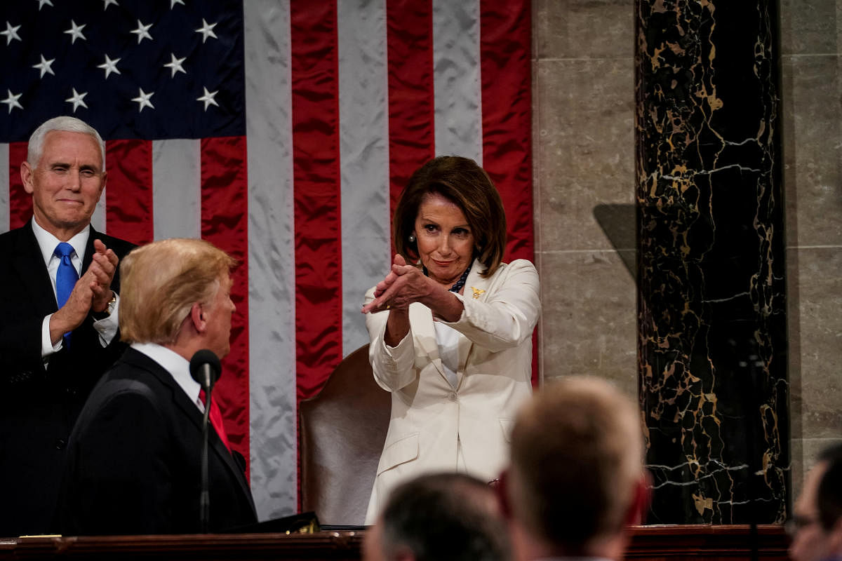 President Donald Trump delivered the State of the Union address, with Vice President Mike Pence and Speaker of the House Nancy Pelosi, at the Capitol in Washington. Reuters photo