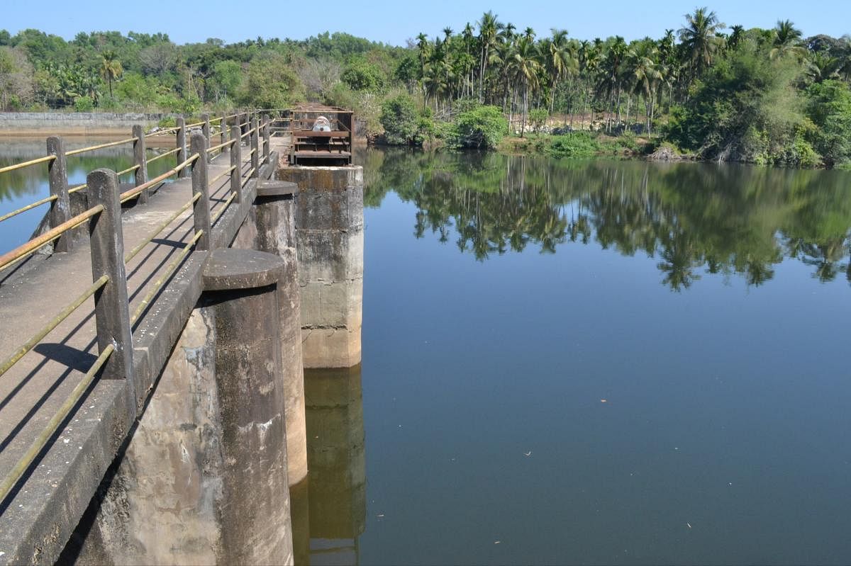 A view of Baje dam that supplies water to Udupi town.