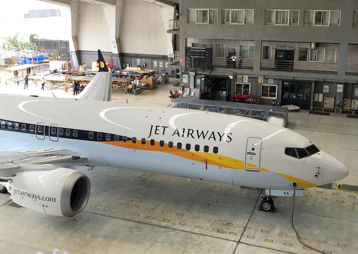A Jet Airways Boeing 737 MAX 8 aircraft is seen parked inside a hanger during its induction ceremony at the Chhatrapati Shivaji International airport in Mumbai. (Reuters File Photo)