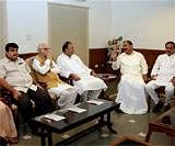 Senior BJP leaders LK Advani, Sushma Swaraj, Nitin Gadkari, Arun Jaitley, Venkaiah Naidu and Ananth Kumar during the party's core committee meeting in New Delhi on Tuesday. PTI