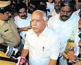 HC relief: Former chief minister B S Yeddyurappa speaks to the media outside Parappana Agrahara after he was released on bail, in Bangalore on Tuesday. DH Photo/ANAND&#8200;BAKSHI