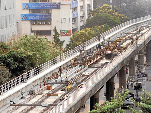 A file photo of a section of the Metro being built in Bangalore.