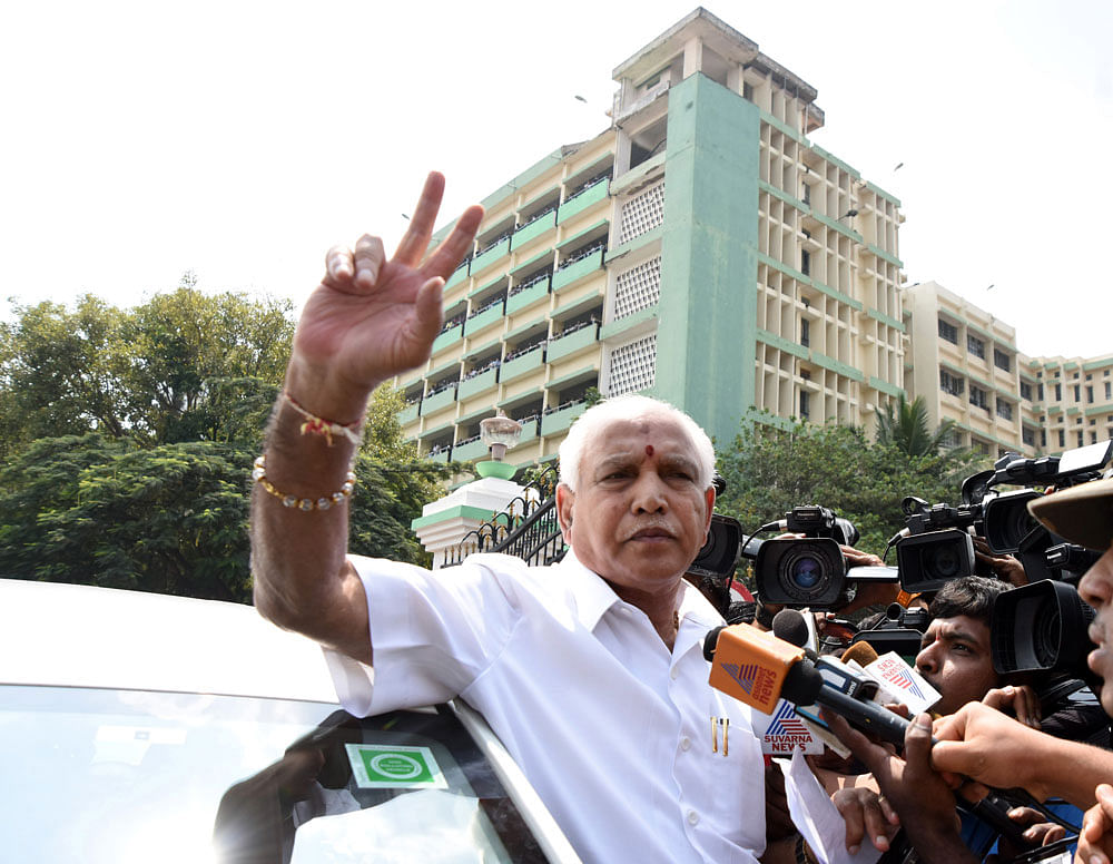 The complainant sought action against Yeddyurappa. He has also sought Yeddyurappa's disqualification as Lok Sabha member as it is a clear case of violation of Model Code of Conduct (MCC). DH file photo