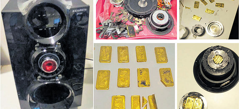 Gold biscuits were found concealed in a speaker system that a passenger from Muscat was carrying in his baggage at the Kempegowda International Airport.