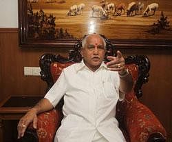 Chief Minister B S Yeddyurappa in his luxury suite in the  new Karnataka BhavanCauvery Annexe, which was inaugurated in New Delhi on Thursday. DH photo