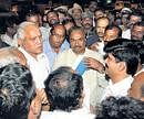 SurapurMLANarasimha Naiks followers submitting a memorandum to Chief Minister B S Yeddyurappa seeking the induction of theirMLAinto the Cabinet, after he arrived at Bangalore on Monday. DH PHOTO