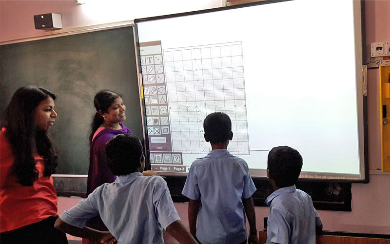 Next Education has invested on the computer system and a projector for each classes.
