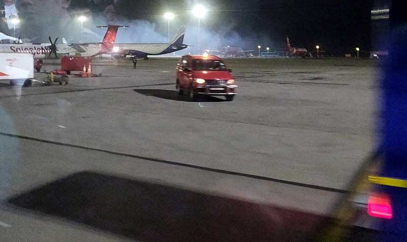The fire was reported at 10.30 pm. However, it did not cause any disturbance to the airport operations.