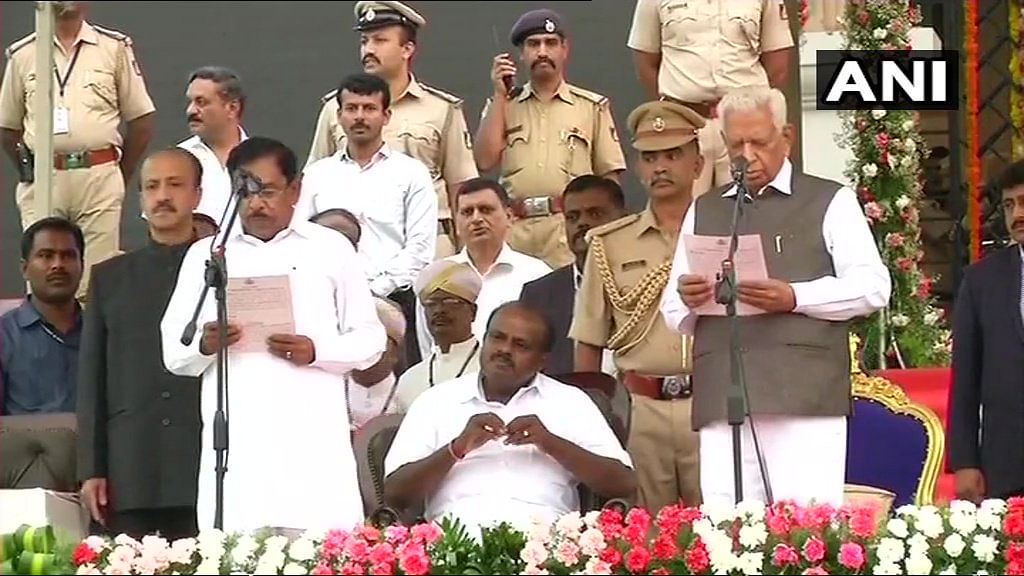 The Dalit face of the Congress in Karnataka and its state unit chief G Parameshwara has finally made it to the deputy chief minister's post. ANI Photo