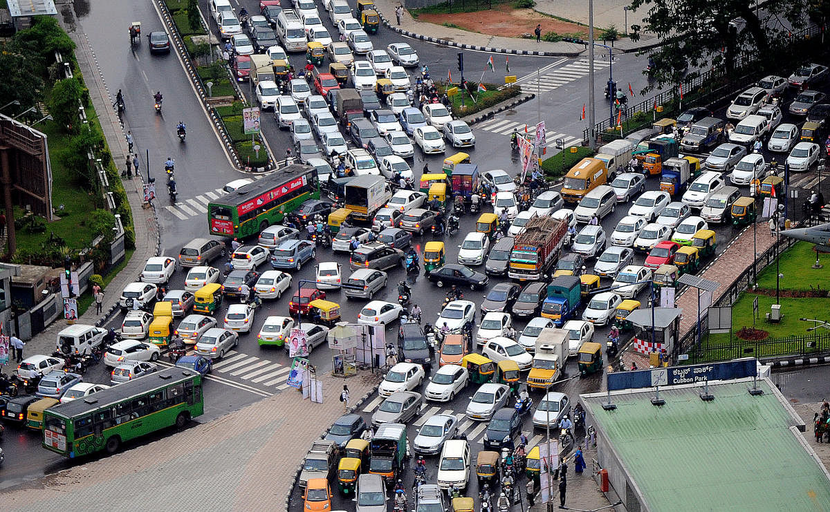 The jams bring out the worst in several commuters (the stress might evoke a fight or flight situation) which at some places worsens the jams. DH file photo