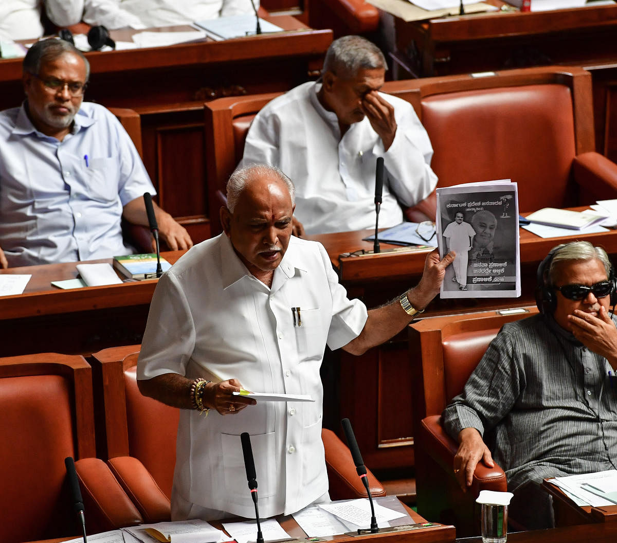 B S Yeddyurappa, as Leader of the Opposotion in the Assembly and state party chief, is expected to put the JD(S)-Congress combine on the mat. dh file photo