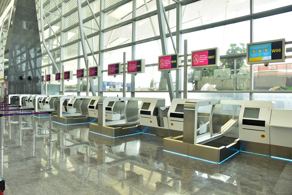 BIAL has deployed 16 fully-automated Self Bag Drop machines at the Kempegowda International Airport (KIA). (pic: BIAL)