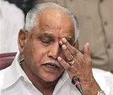 Karnataka Chief Minister B S Yeduyurappa gestures as he addresses a press conference on the issue of Governor Hansraj Bhardwaj's sanction to prosecute him, in Bangalore on Saturday. PTI