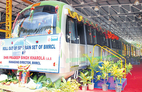 addition: BEML handed over the 50th Namma Metro train to BMRCL on Thursday. dh photo