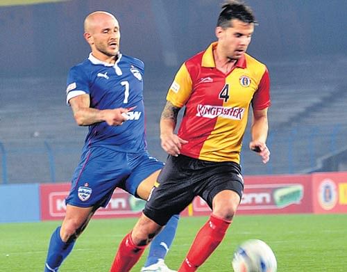 Abinash Ruidas sneaked in a second-half goal to hand East Bengal a creditable 1-0 win against defending champions Bengaluru FC in the Hero I-League here on Wednesday. Photo credits BFC Media