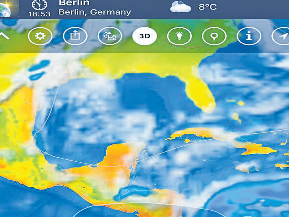 A  screenshot of the MeteoEarth weather app. INYT