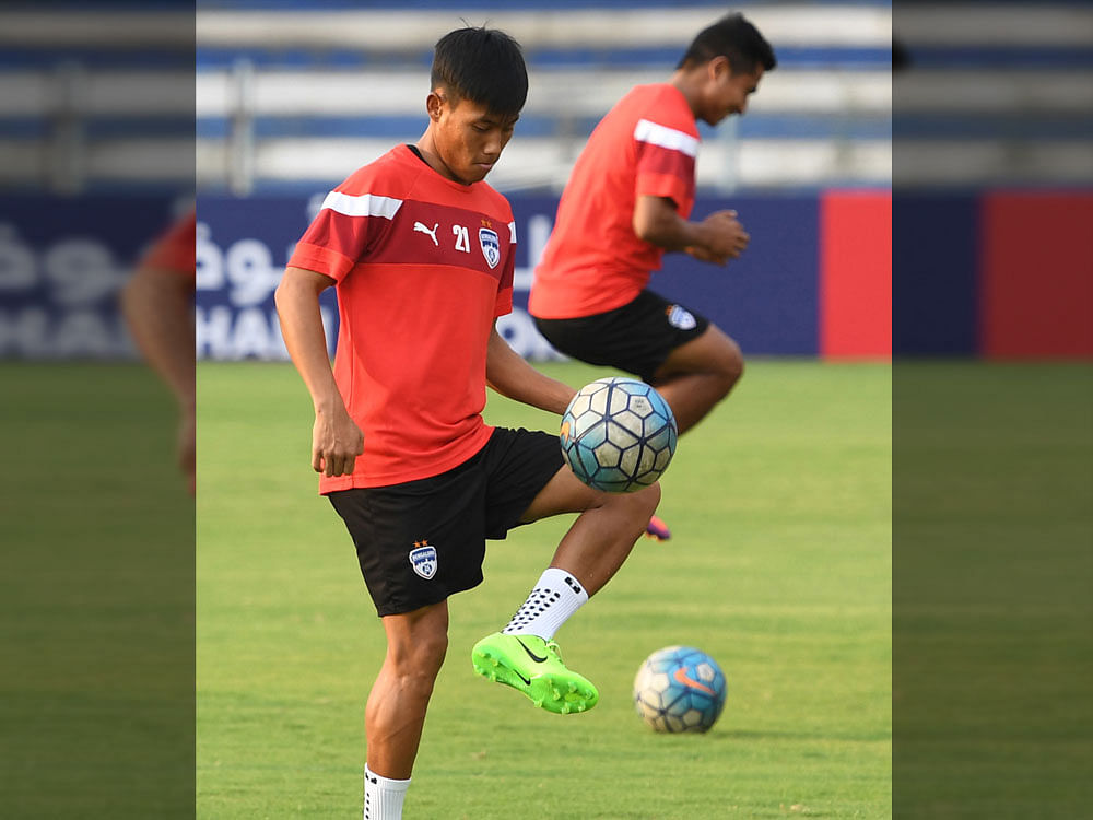 Feather touch: Bengaluru FC's Udanta Singh during a  training session on Monday. DH Photo/ Kishor Kumar Bolar