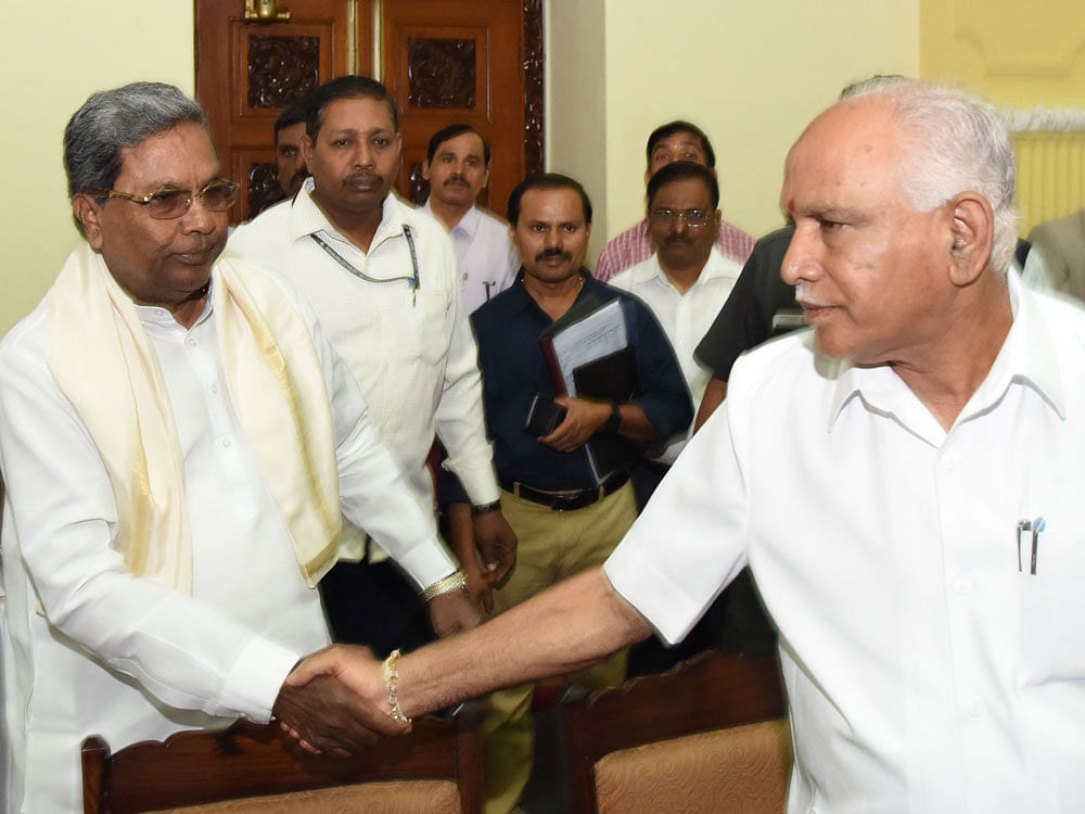CM Siddaramaiah and BJP&#8200;state President B&#8200;S&#8200;Yeddyurappa. DH file photo