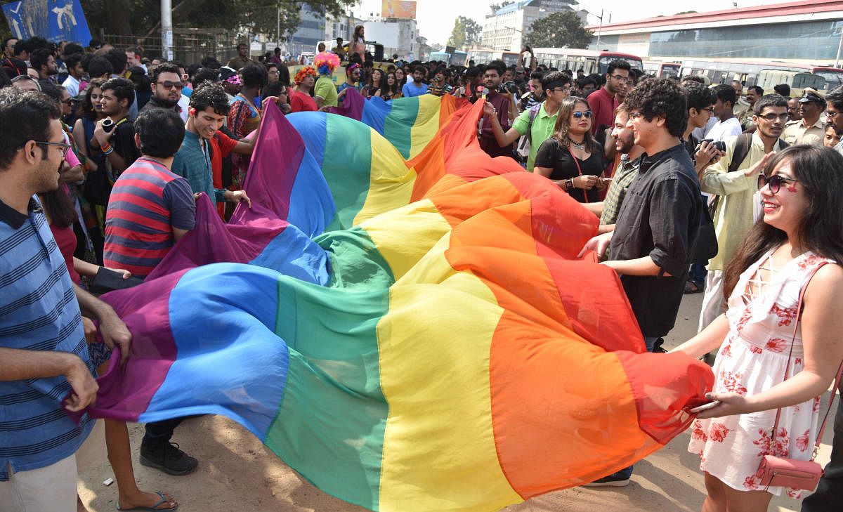 Participants at the Pride Walk organised by Namma Pride and Karnataka Queer Haba at Tulasi Park in Bengaluru last year. DH File photo