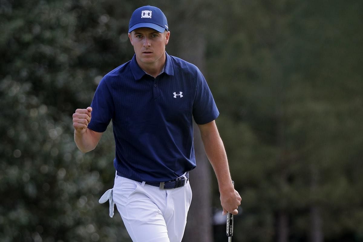 STIRRING SHOW American Jordan Spieth celebrates a birdie putt during the opening round of the Augusta Masters on Thursday. REUTERS