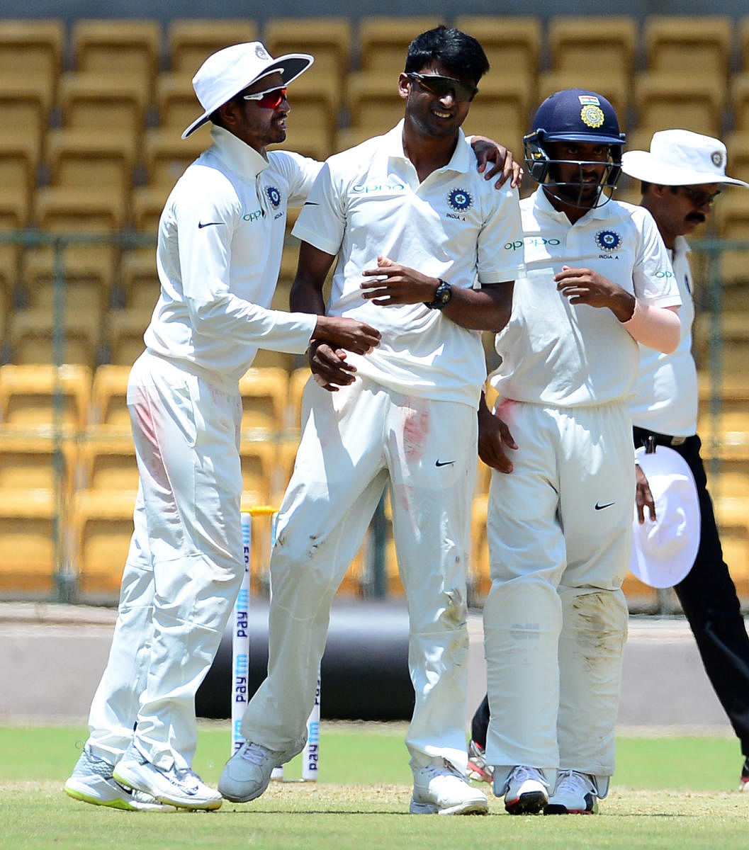 KEY MAN: Karnataka's off-spinning all-rounder K Gowtham made an impressive return to the side by bagging 2/58 against Gujarat. DH FILE PHOTO