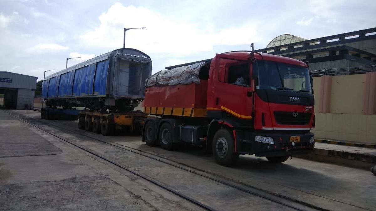 The BMRCL received the second set of intermediate cars on Thursday. DH photo
