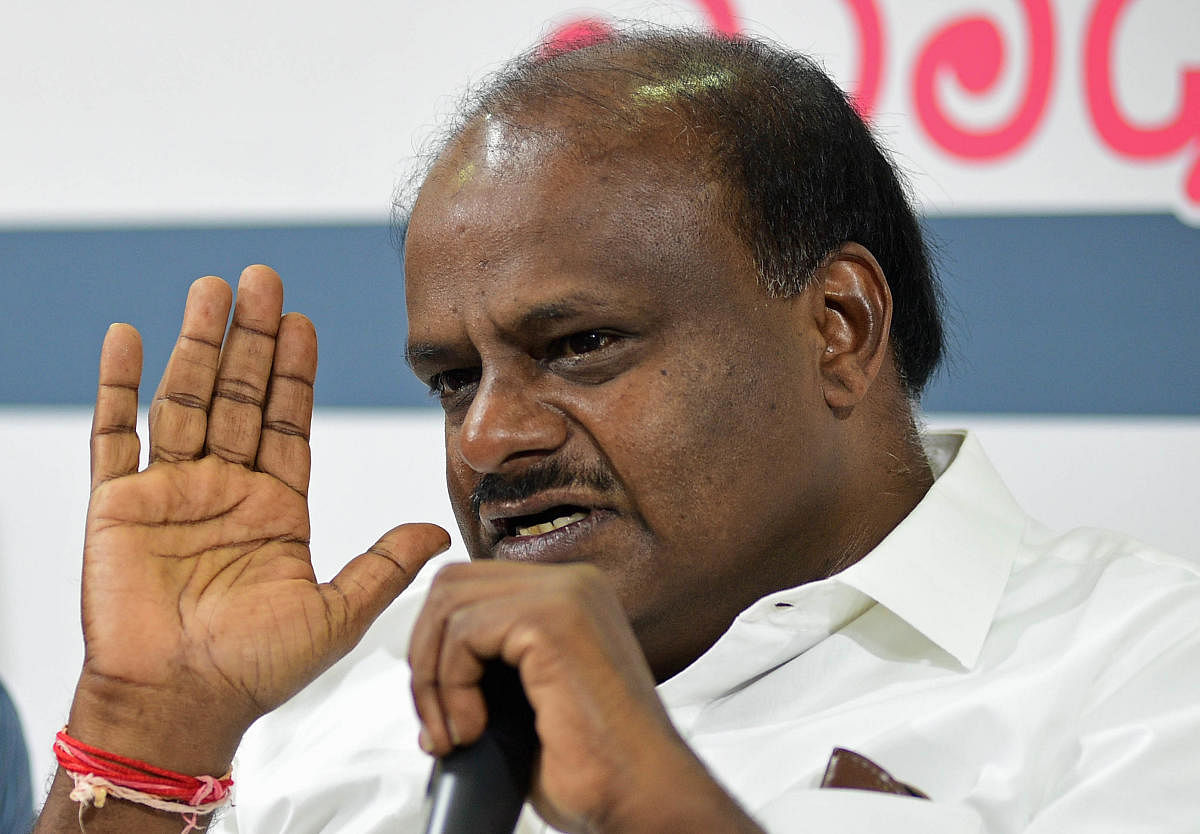 Kumaraswamy found himself in a raging controversy Tuesday after a video of his telephonic instruction to "shoot mercilessly" those who had killed a JDS worker in the party's stronghold of Mandya district on Monday went viral. (DH File Photo)