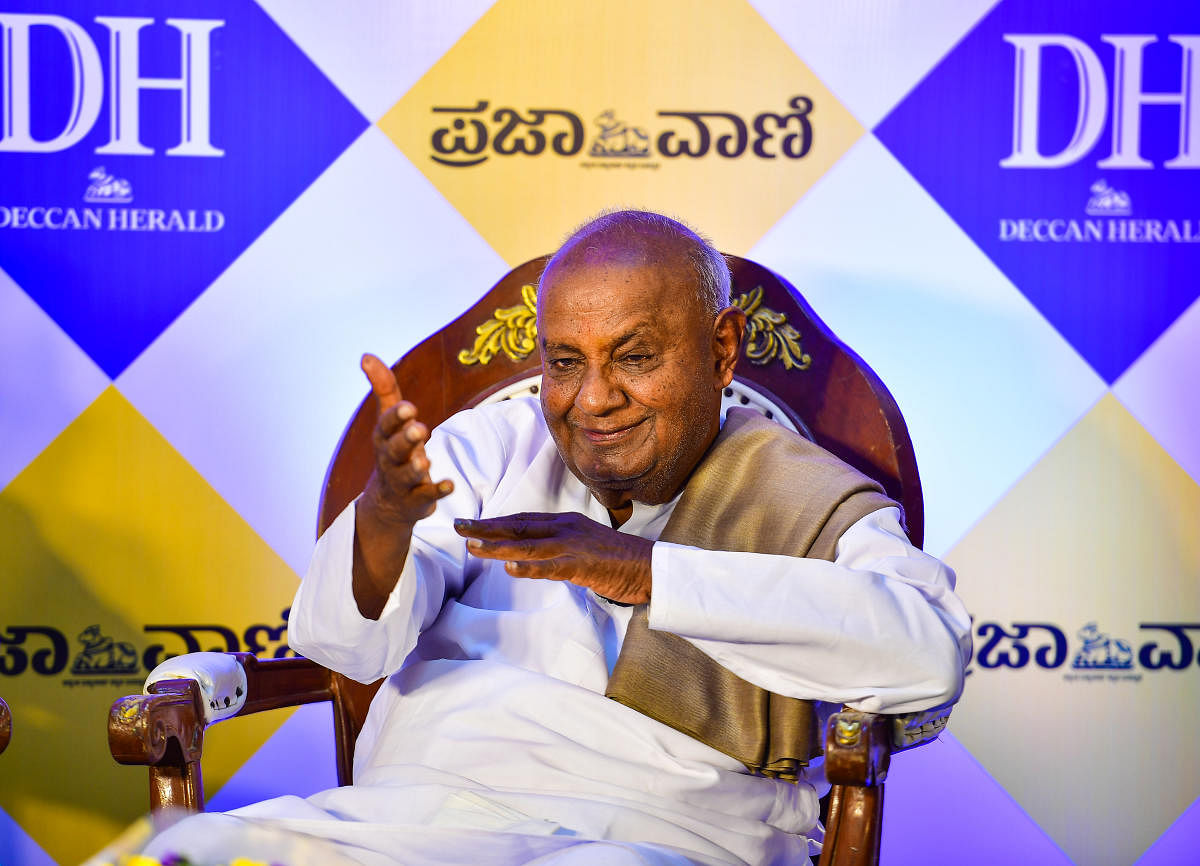 Fomer prime minister H D Deve Gowda during his interaction with Deccan Herald-Praja Vani.