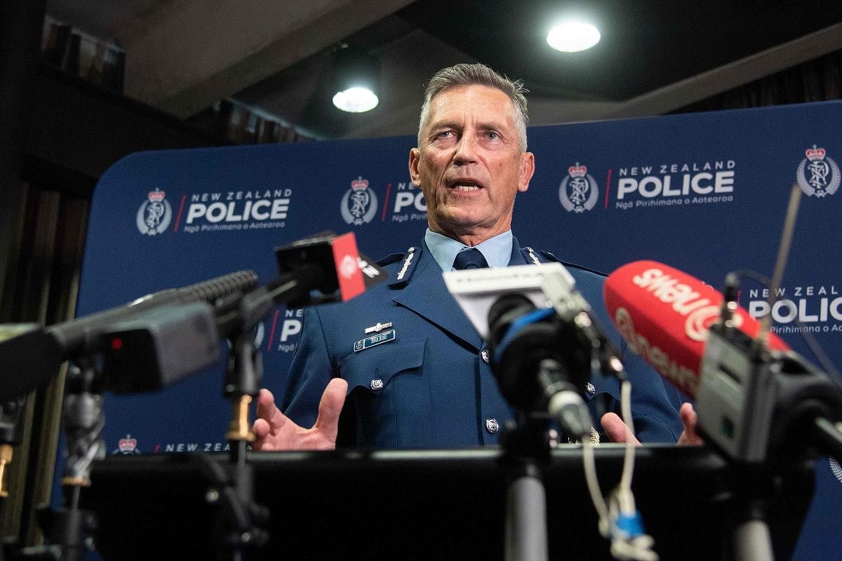 New Zealand Police Commissioner Mike Bush speaks to the media after an attack on a mosque in Christchurch at the Royal Society building in Wellington on March 15, 2019. (AFP Photo)