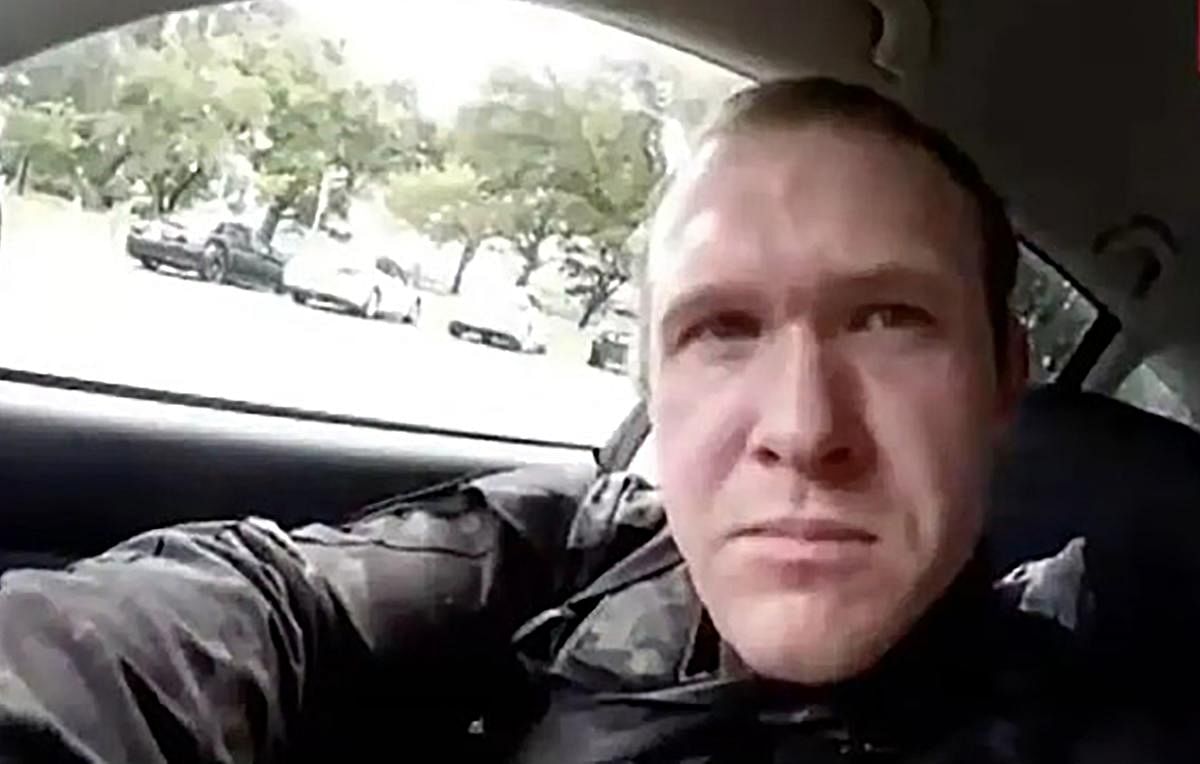 This image grab from a self-shot video that was streamed on Facebook Live on March 15, 2019 by the man who was involved in two mosque shootings in Christchurch shows the man in his car before he entered the Masjid al Noor mosque. (AFP)