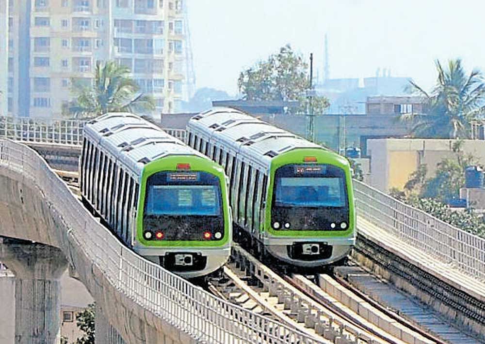 Officials of the Bangalore Metro Rail Corporation Limited briefed the parliamentarians about the JICA funding for Namma Metro's Phase 1 and the funding requirements for Phase 2 and other metro projects being taken up by the corporation. DH file photo