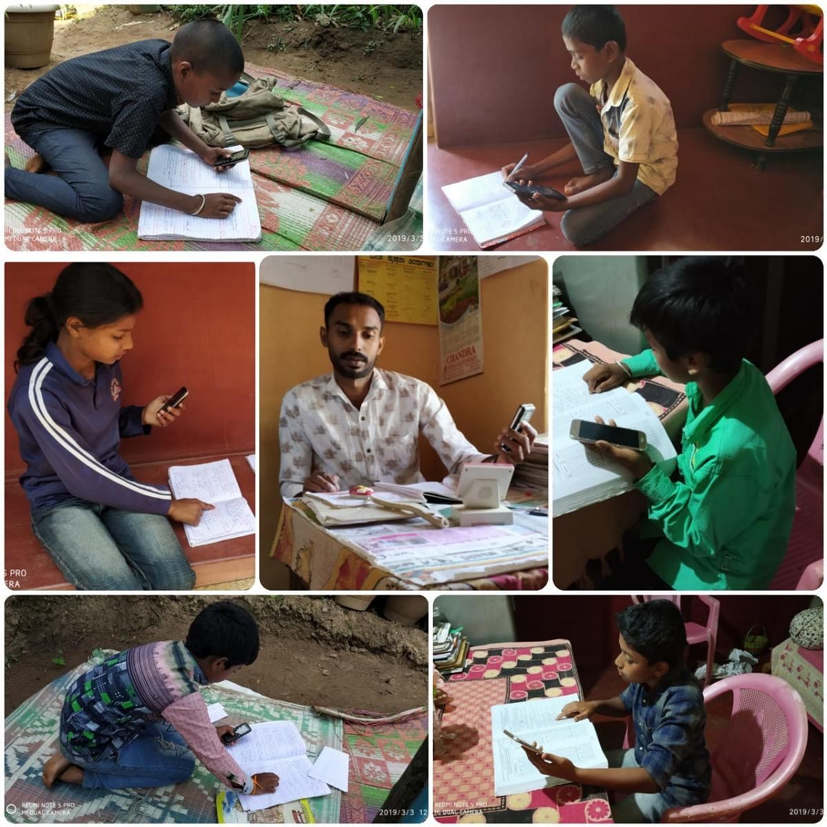 Government Lower Primary School in Mullur teacher C S Satish stays connected with his students through conference calls.