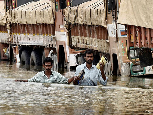 The flood affected areas of Mudichur in Chennai on Tuesday. PTI file photo