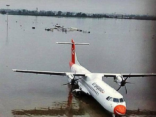 The airport was shut down till December 6 owing to flooding of the runway due to the floods. Image couetesy: Twitter