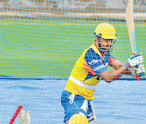 captain cool Chennai Super Kings skipper MS&#8200;Dhoni  during a net session at Ranchi on Saturday. pti