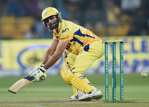 Ravindra Jadeja and Mahendra Singh Dhoni's blitzkriegs towards the end propelled Chennai Super Kings to a respectable 155. PTI File Photo