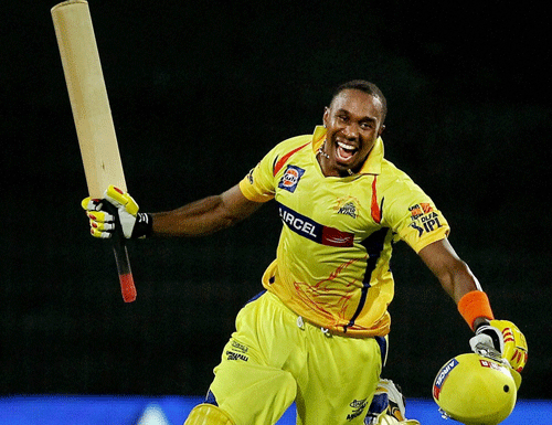 Dwayne Bravo hammered 67 off 39 balls to take Chennai Super Kings to 182 for seven against Kings XI Punjab in the second semifinal of the Champions League T20 here today. PTI file photo