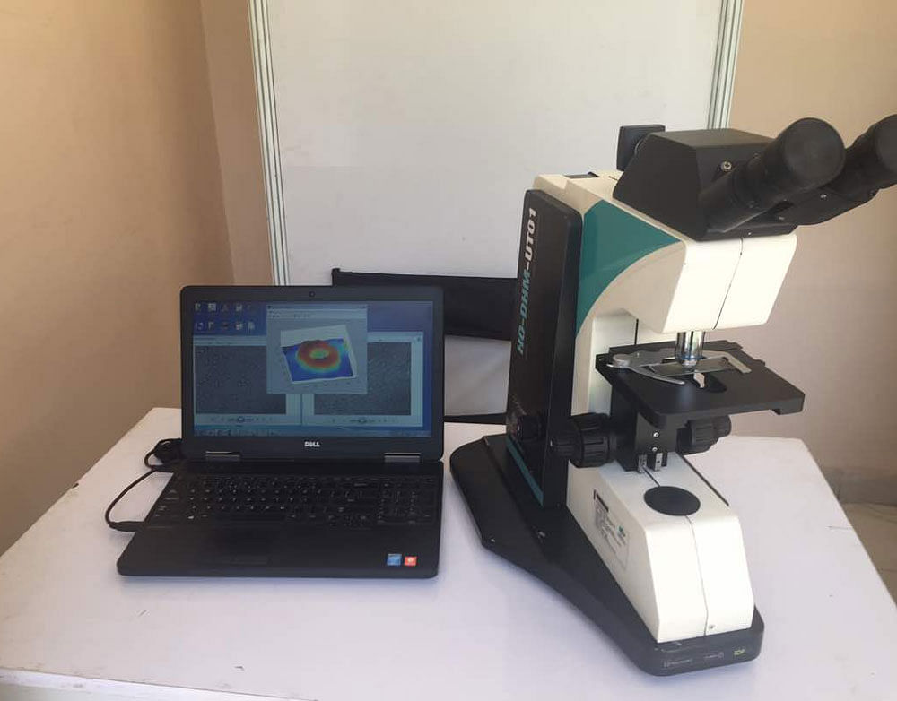 The Digital Holographic Microscope (DHM) has been developed by Professors Kedar Khare and Joby Joseph from Department of Physics at IIT-Delhi and is being commercialized by Holmarc Opto-Mechatronics Pvt. Ltd. based in Kochi.
