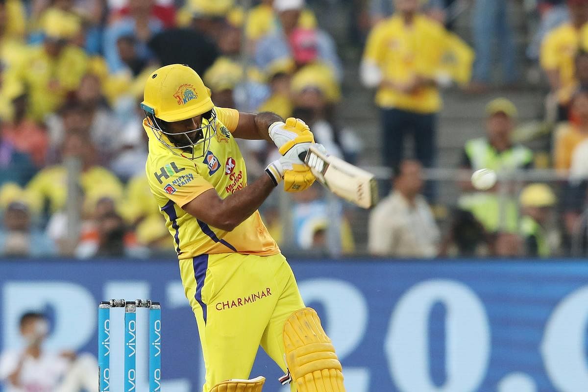 IN FINE TOUCH: Chennai Super Kings' Ambati Rayudu pulls one to the fence en rout to his 100 against Sunrisers Hyderabad in Pune on Sunday. AFP