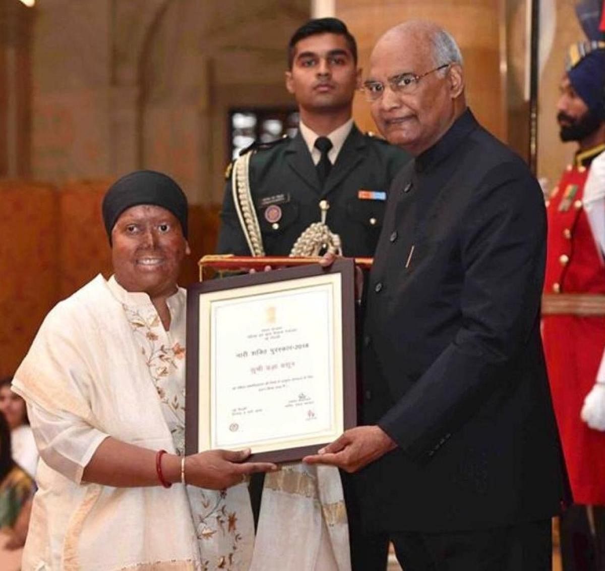 Pragya being awarded by President Ram Nath Kovind.