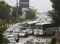 Heavy rains lashed Delhi since Wednesday night, leading to water logging in many areas and huge traffic snarls.AP