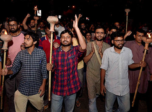 The strike by two groups of students in protest against the punishment in connection with the event during which anti-national slogans were allegedly raised, entered the seventh day today. PTI File Photo