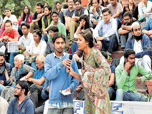 The administration, meanwhile, made a fresh appeal to the students to call off their hunger strike, saying it will now abide by the orders of the Delhi High Court as Umar Khalid and Annibarban Bhattacharya filed a petition on Tuesday challenging their rustication by the varsity. PTI file photo