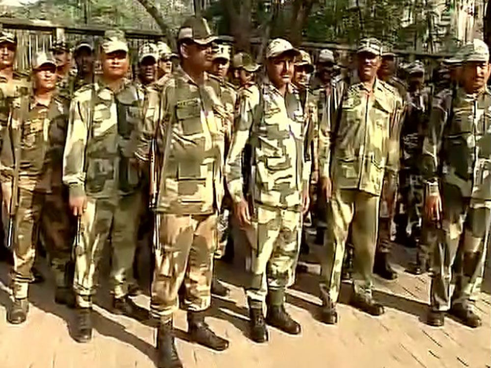 Security tightened outside DU's Arts Faculty ahead of scheduled protest march by students & teachers of DU and JNU. ANI
