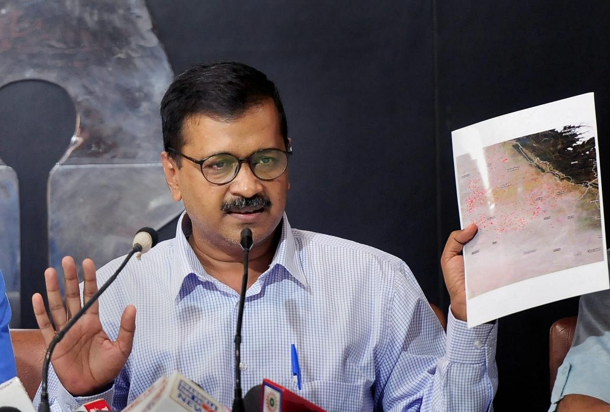 Delhi Chief Minister Arvind Kejriwal addresses reporters from Chandigarh, Punjab and Haryana and AAP party members, at the Chandigarh Press Club on Thursday. PTI