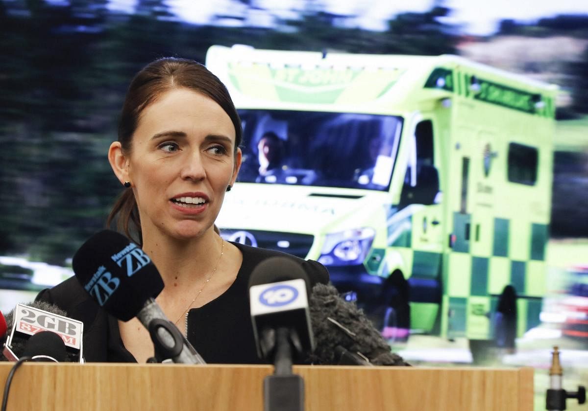 New Zealand's Prime Minister Jacinda Ardern speaks during an event to meet the first responder in the March 15 mosque shooting, in Christchurch. AP/PTI